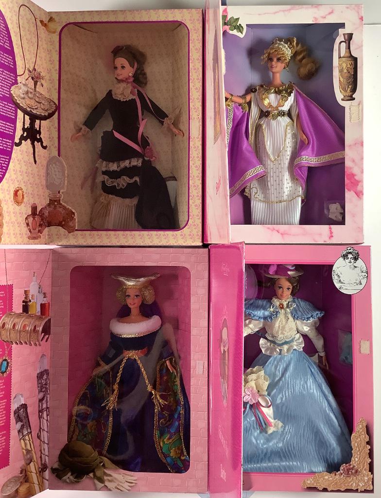 (6) NRFB Great Eras Barbies including "Medieval Lady", (1 of 2)