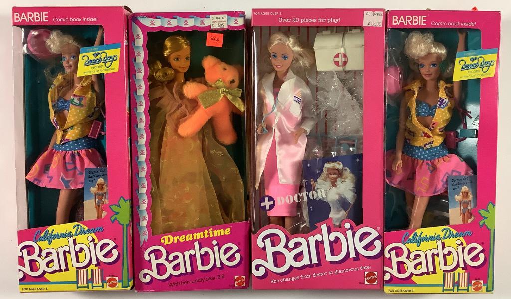(4) NRFB vintage Barbies including (2) 1987 "California (1 of 1)