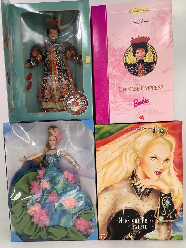 (4) NRFB Barbies including (2) "Chinese Empress", (1 of 1)