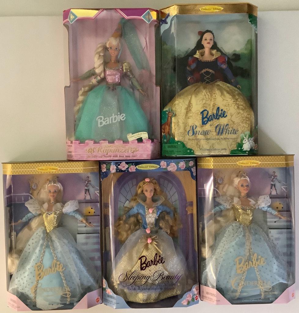 (5) NRFB fairy tale Barbies including (2) "Cinderella", (1 of 1)