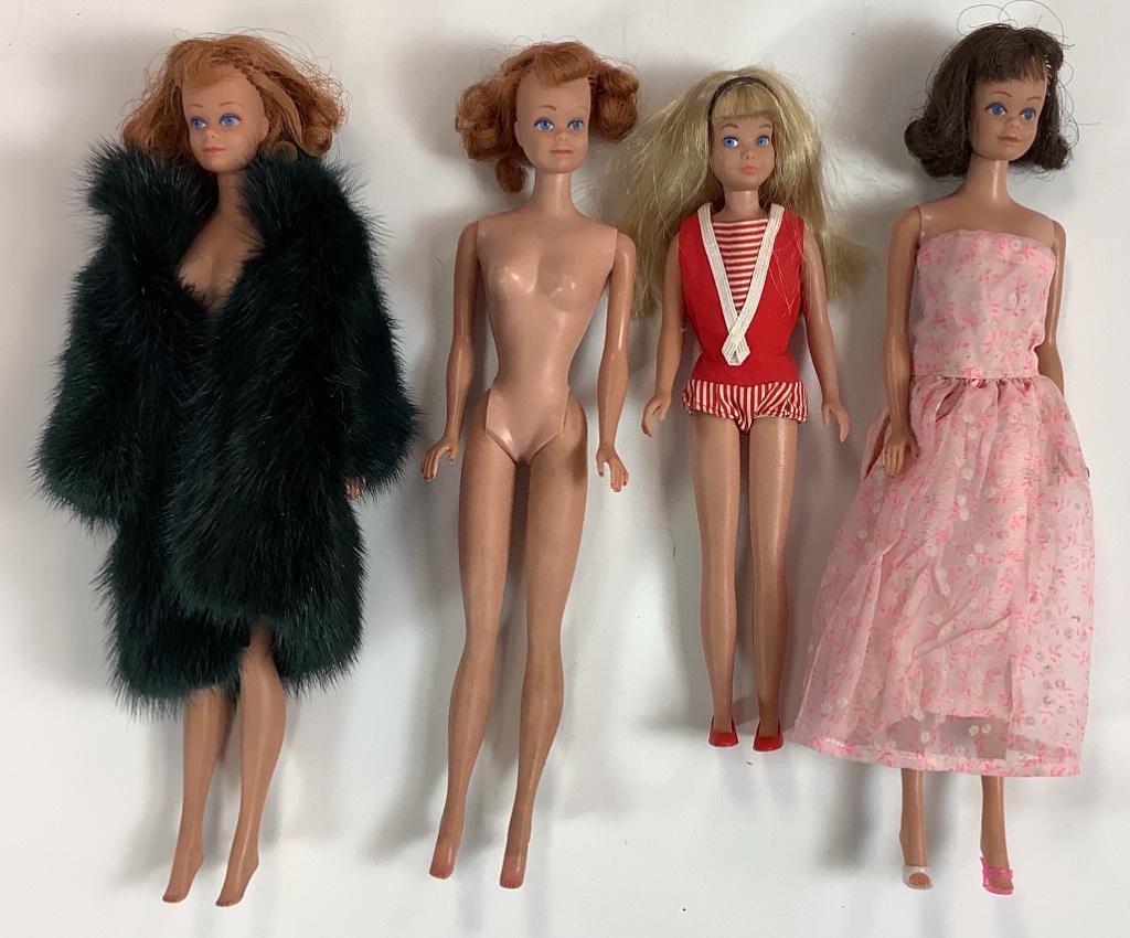 Vintage lot including (3) Midge dolls and (1) blonde: Vintage lot including (3) Midge dolls and (1) blonde Skipper in original sailor style swimsuit.