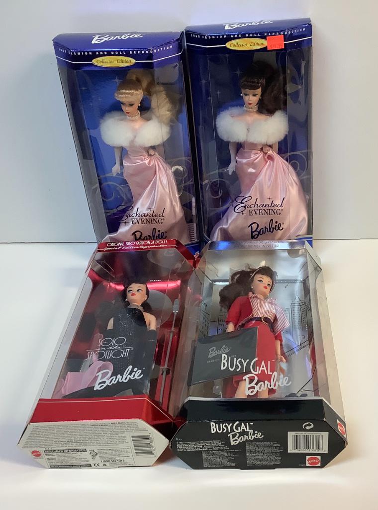 (4) NRFB reproduction Barbies including "Busy Gal", (1 of 1)