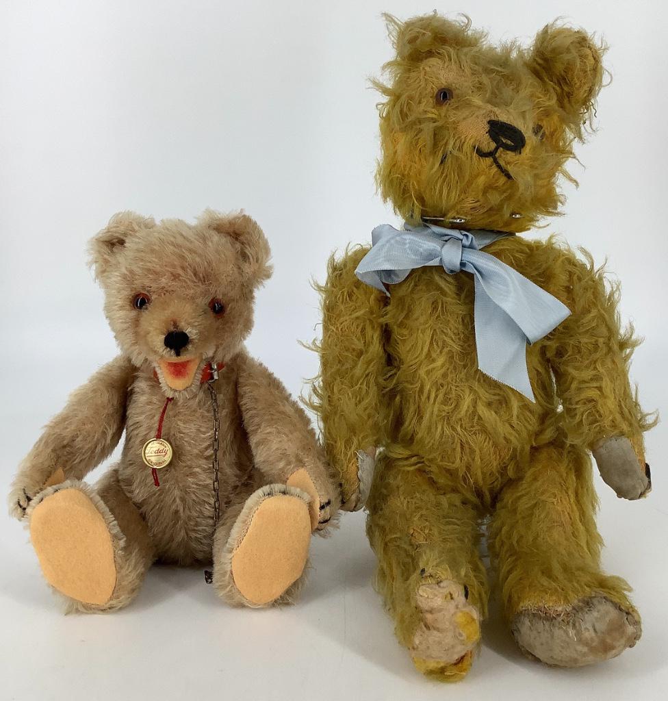 (2) Vintage Mohair Teddy Bears. Includes 9" Hermann (1 of 3)