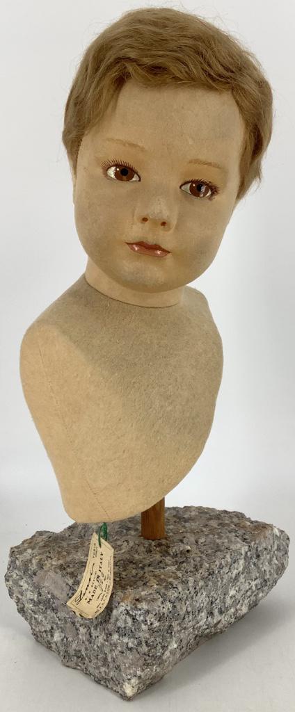 Wonderful Lenci bust of young boy. Molded felt head and (1 of 5)
