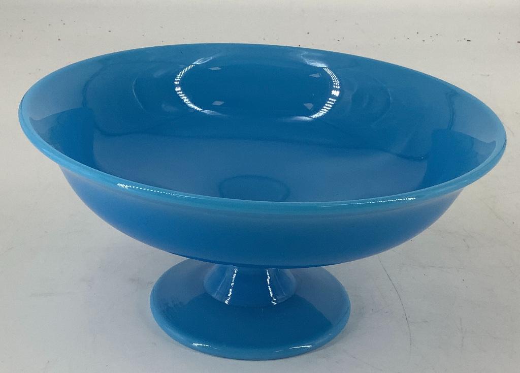 Cambridge Blue opaque footed 4 1/4" x 8 1/4" wide at (1 of 1)