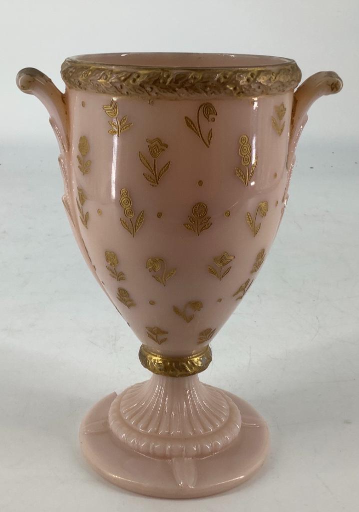 Cambridge Crown Tuscan 7-1/4" footed urn with gold (1 of 2)