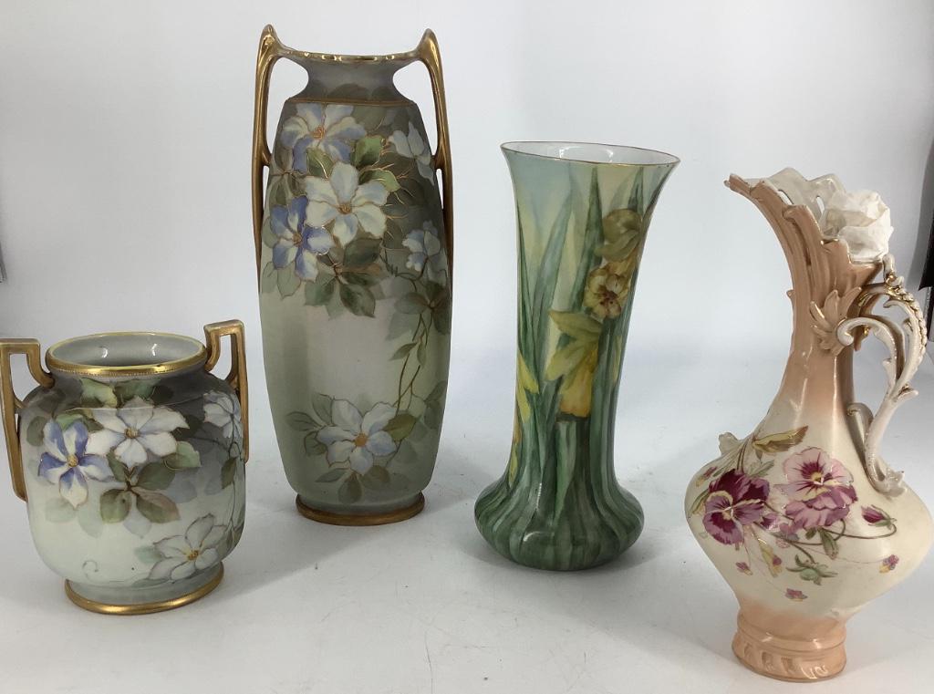 Two Nippon hand-painted vases, one Rosenthal vase, and (1 of 3)