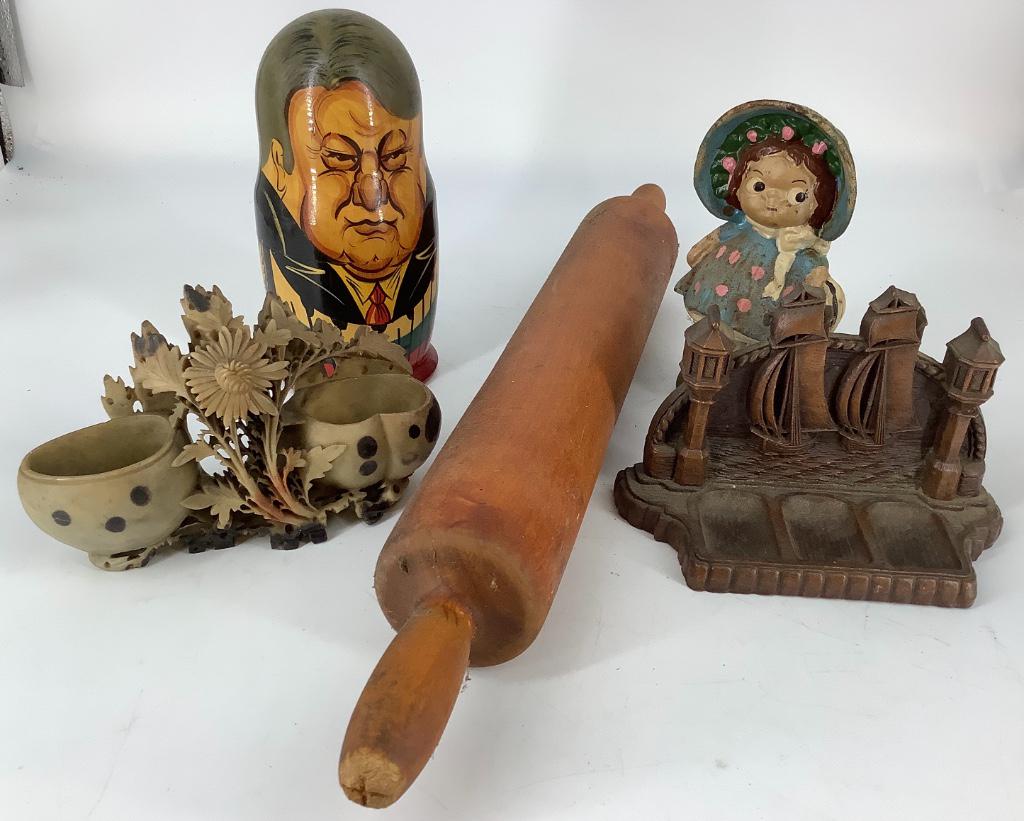 24” rolling pin, 8” Russian doll, wall ornament, cast (1 of 1)