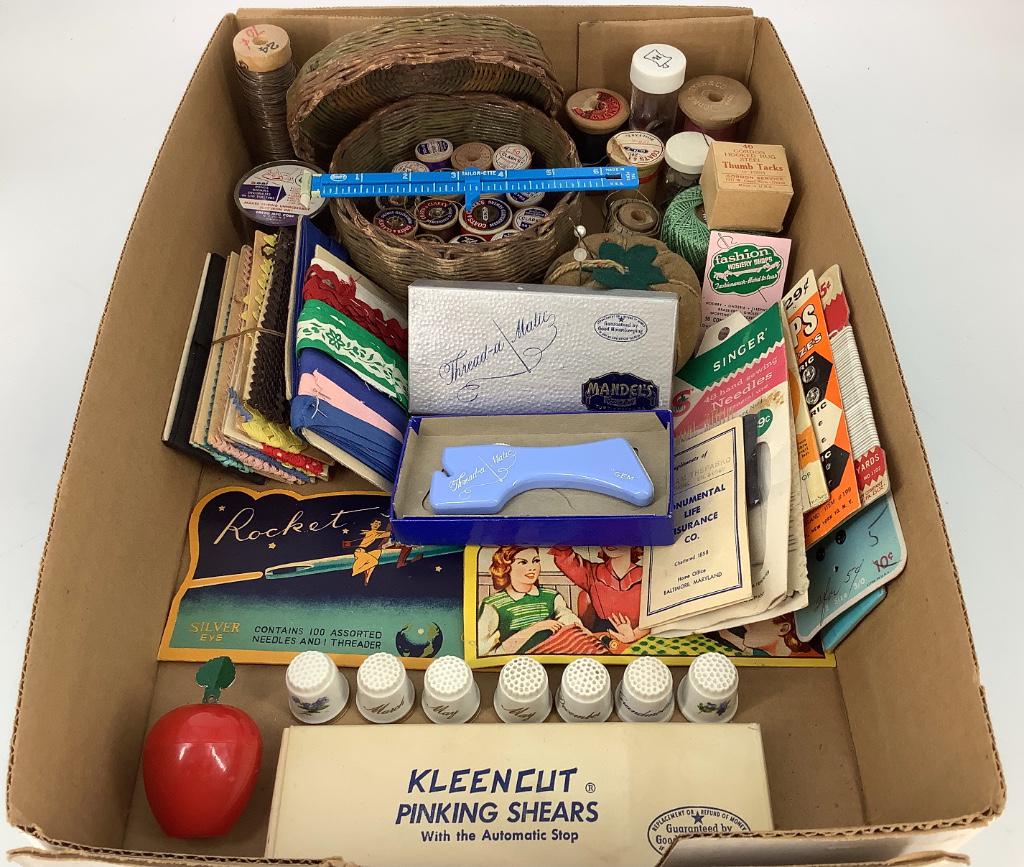 Assortment of sewing supplies. 7 decorative glass (1 of 1)