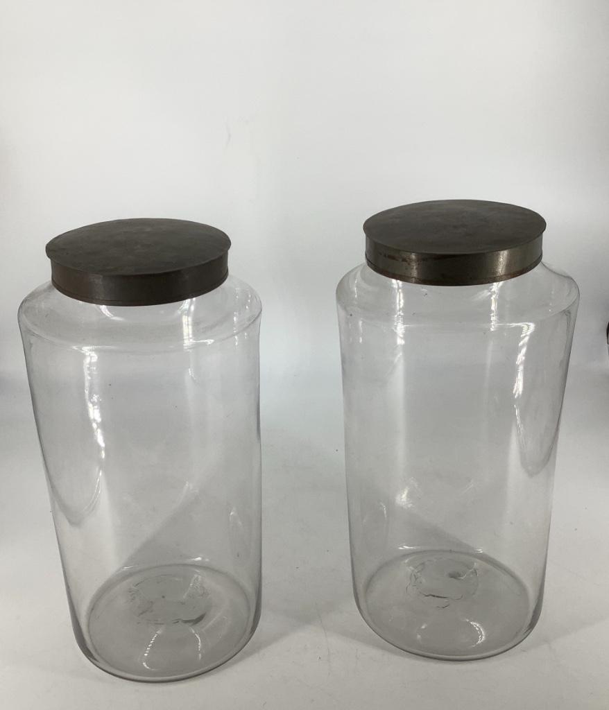 Two blown glass jars with lids. 15” (1 of 1)