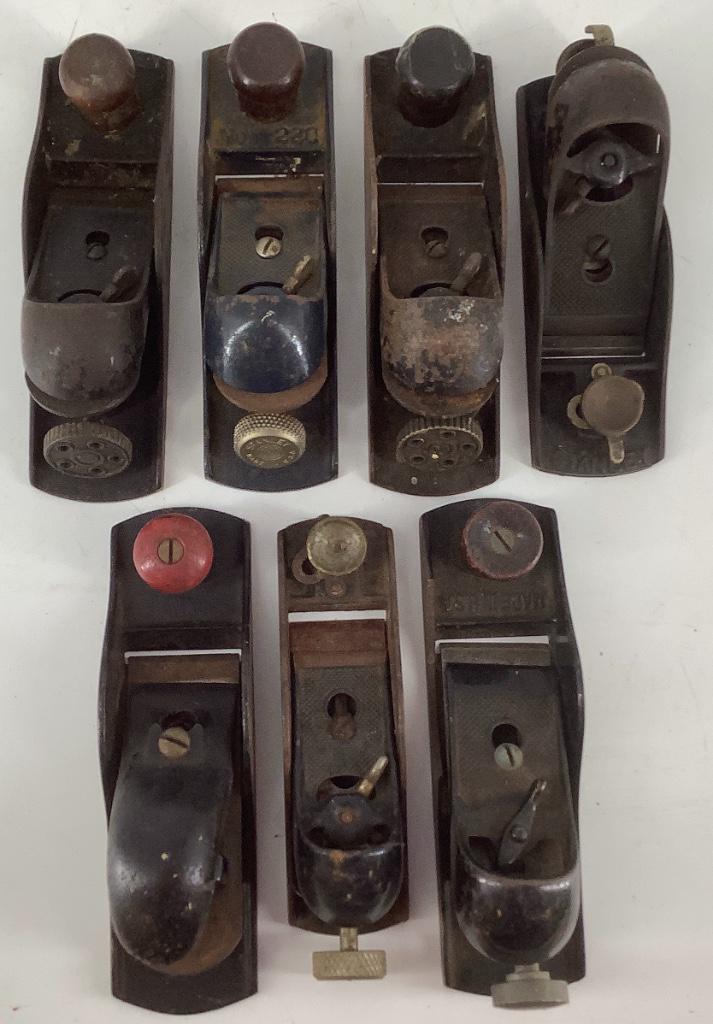 (3) “ Stanley No. 220 hand planes, 6” Stanley hand (1 of 3)
