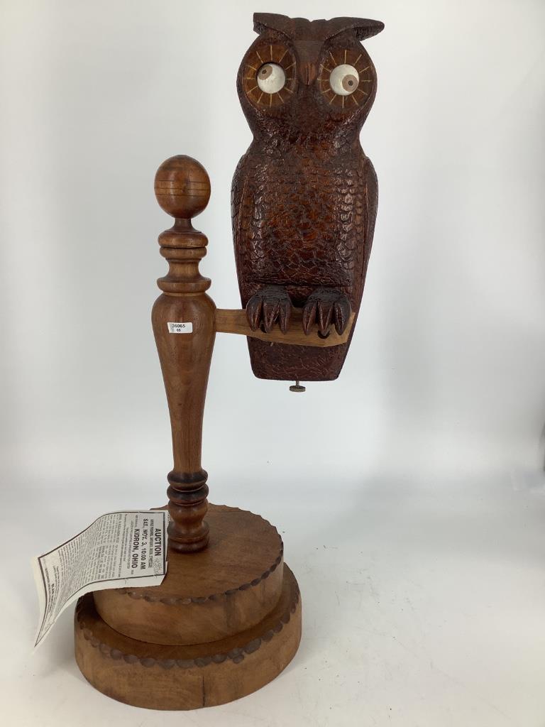 Wooden owl novelty clock, the eyes tell the time. 23"H (1 of 3)