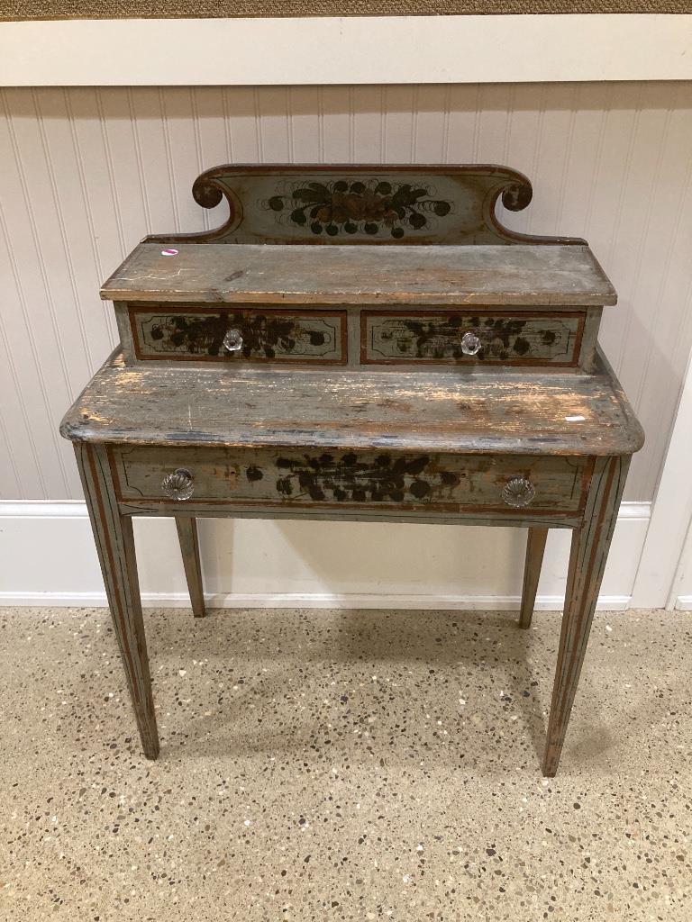 Early Hepplewhite desk with stencil decor. Finish is (1 of 4)