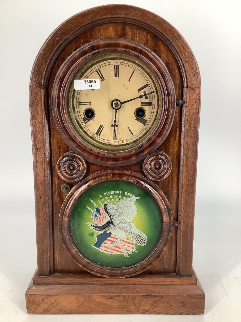 Ingraham 30 hour miniature beehive clock with reverse (1 of 2)
