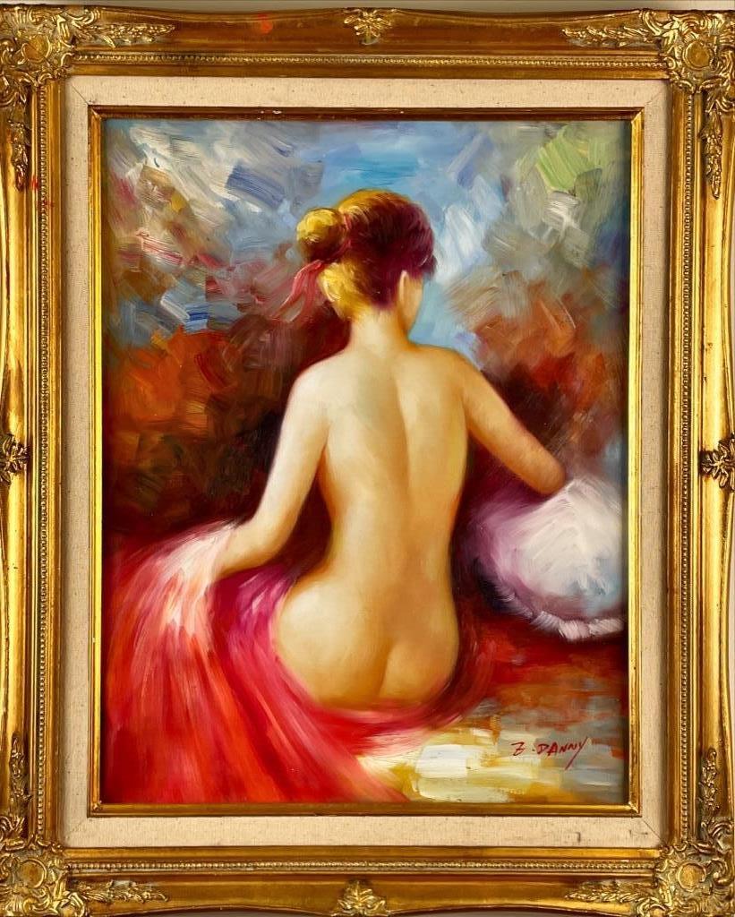 Painting of nude. Signed Z. Danny lower right. Canvas: Painting of nude. Signed Z. Danny lower right. Canvas needs to be stretched .21”. 25” overall
