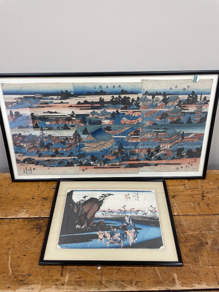 Two Asian wood block prints including Tokyo scene (1 of 1)