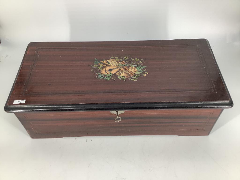 12 tune brass cylinder music box, cylinder is 8”.: 12 tune brass cylinder music box, cylinder is 8”.