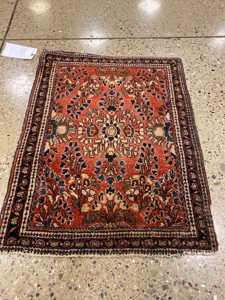 Oriental rug, Sarouk, 1’11” x 2’6” wear at ends . (1 of 2)
