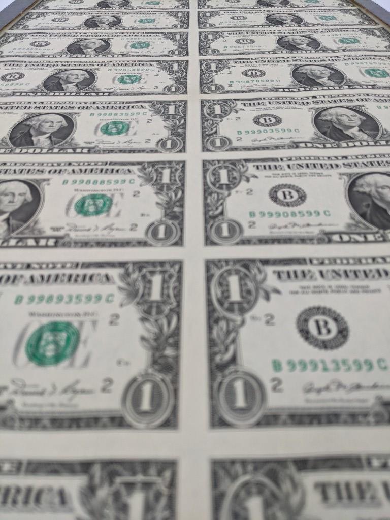 Sheet of Uncut $1.00 Bills (1 of 4)