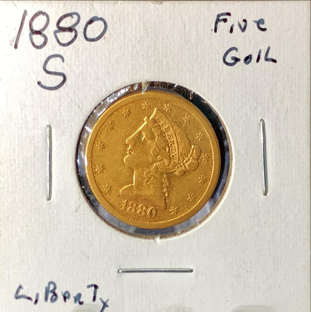 1880-S $5.00 Gold Coin (1 of 2)
