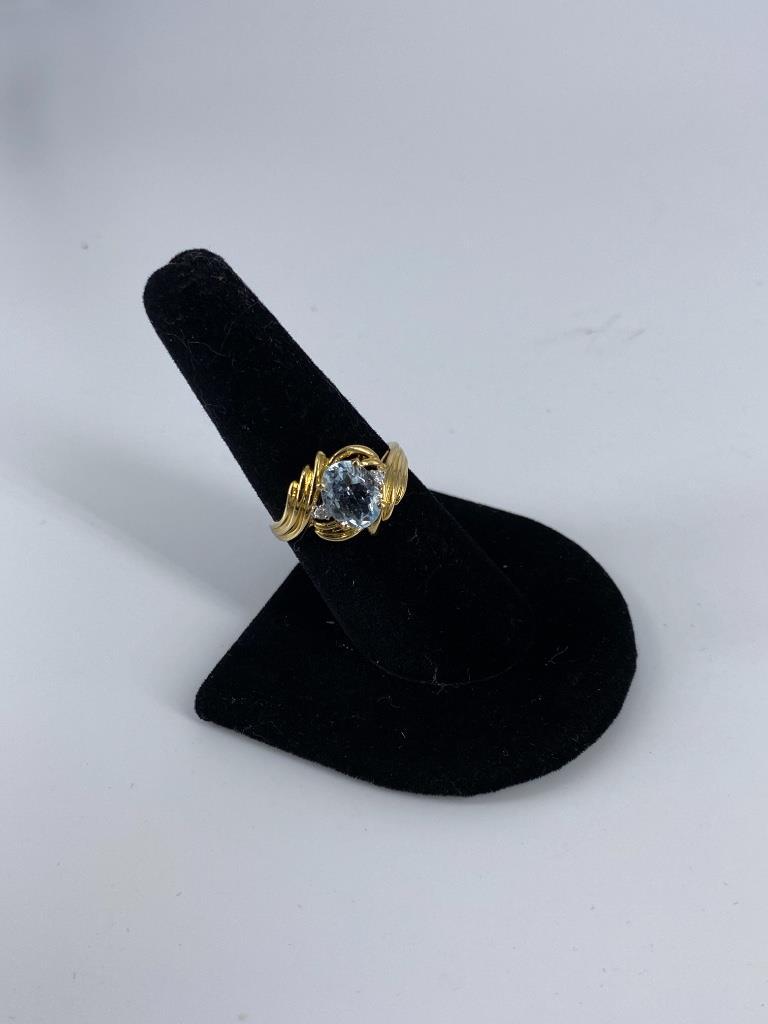 14kt Yellow Gold, Aquamarine & Diamond Ring (1 of 6)