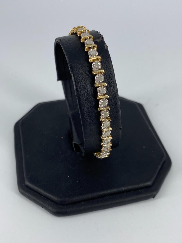 10kt Dual Tone Diamond Tennis Bracelet (1 of 5)