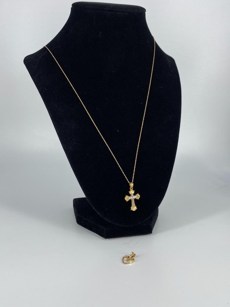 14kt Yellow Gold Necklace With Two 10kt Gold Pendants (1 of 4)