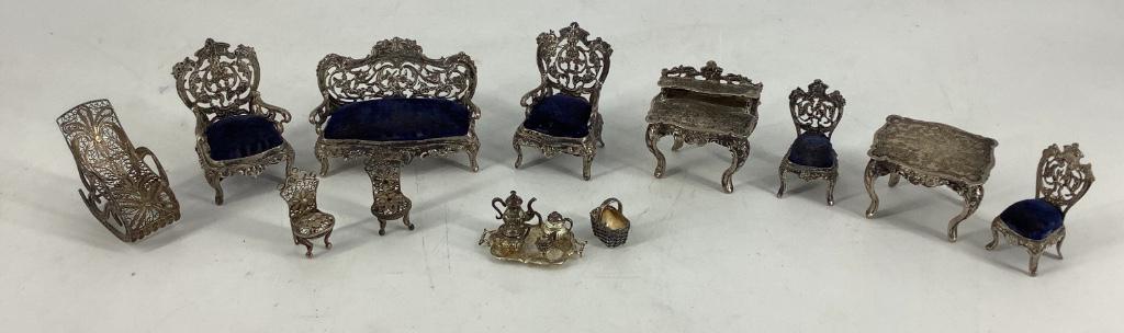 Miniature Sterling Silver and Silver Plate Doll House (1 of 17)