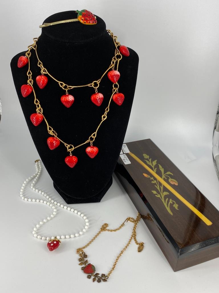 Vintage Wooden Box Filled With Strawberry Accessories (1 of 6)