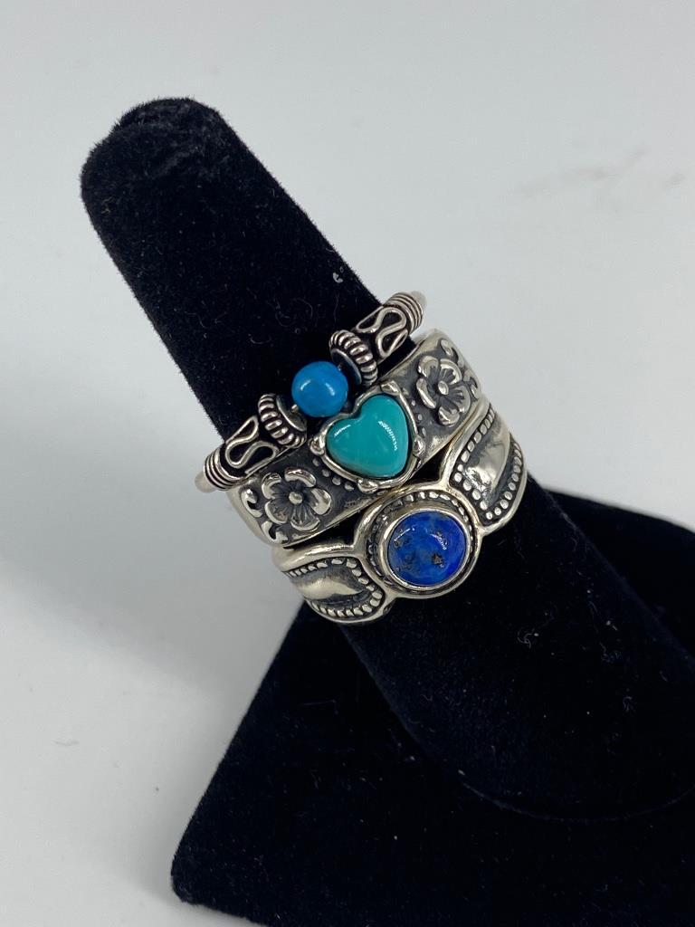 Three Southwestern Style Sterling Silver Rings (1 of 4)