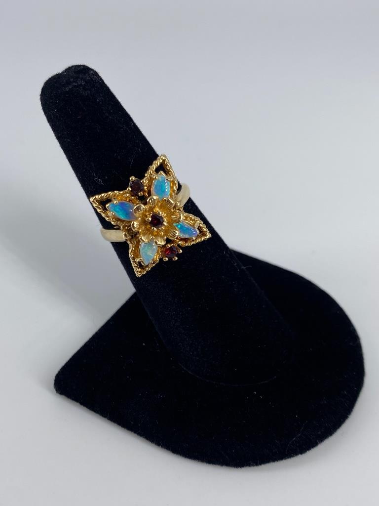 14kt Yellow Gold, Opal & Garnet Ring (1 of 6)