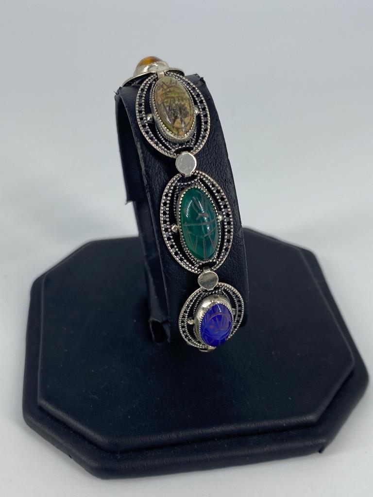 Vintage sterling Silver Scarab Bracelet (1 of 6)