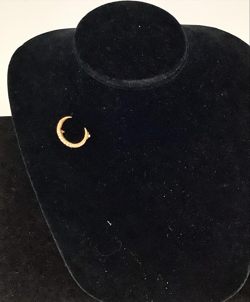 Antique Gold Crescent Pin (1 of 5)