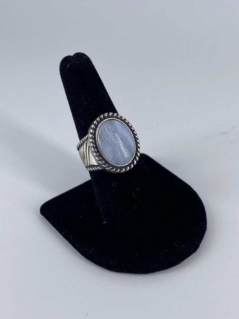 Sterling Silver & Blue Agate Fashion Ring (1 of 5)