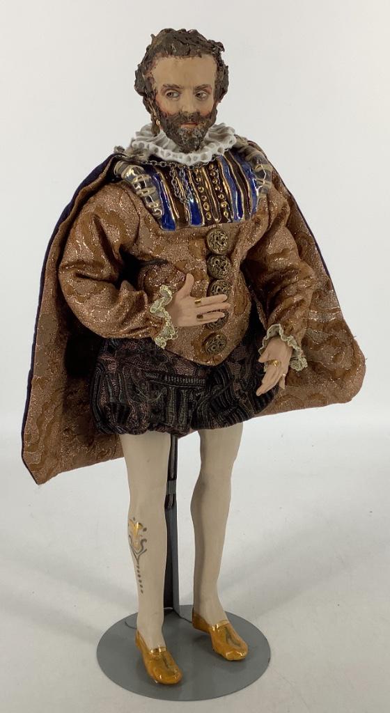 15 1/2" porcelain portrait doll "Sir Walter Raleigh" by (1 of 3)
