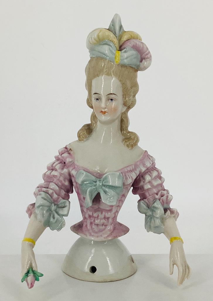 5 3/4" German China Half Doll. Elaborately detailed (1 of 2)