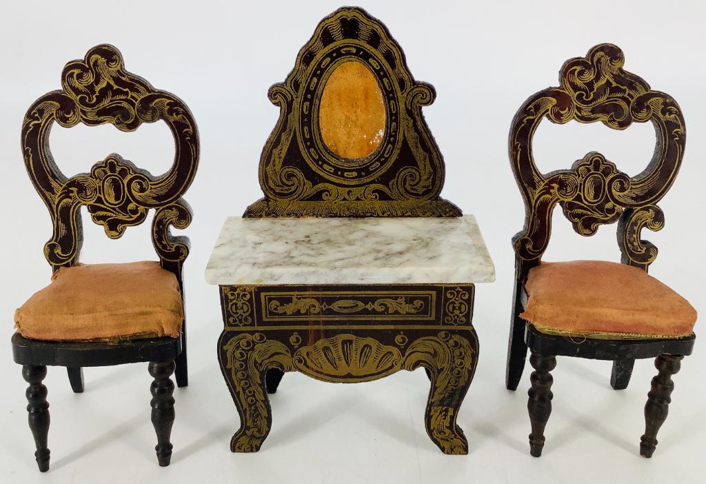 (3) Pieces Waltershausen dollhouse furniture. Imitation (1 of 1)