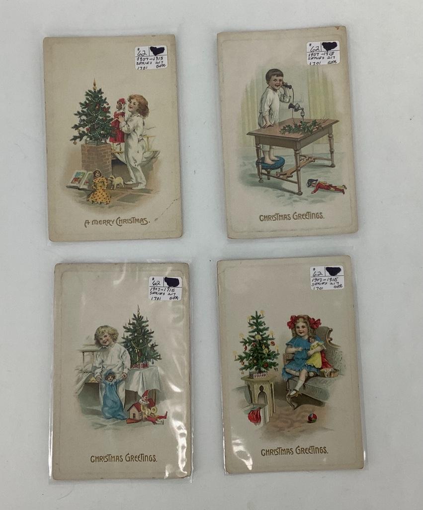 Set (4) vintage postcards. Printed in Germany the (1 of 2)