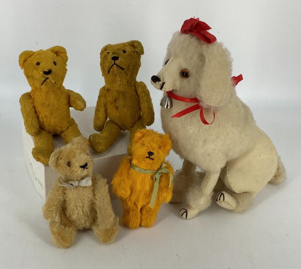 (4) vintage small jointed bears (5"- 7") and (1) 10" (1 of 1)