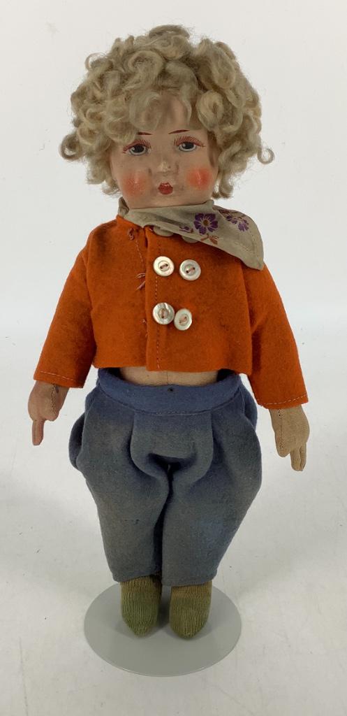 10 1/2" Bing all cloth boy. Molded head with mohair wig (1 of 2)