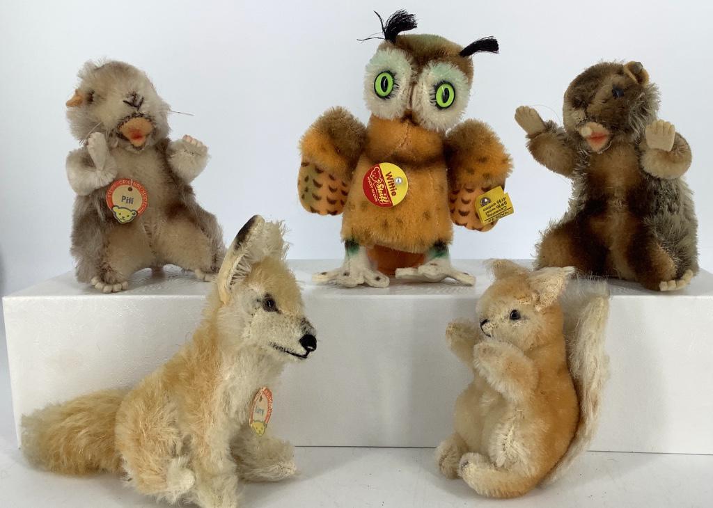(5) small Steiff mohair woodland creatures including (1 of 1)