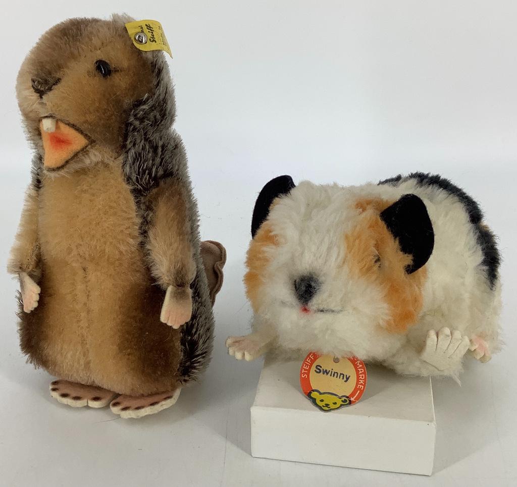 (2) Steiff animal critters including 4"H "Swinny" (1 of 1)