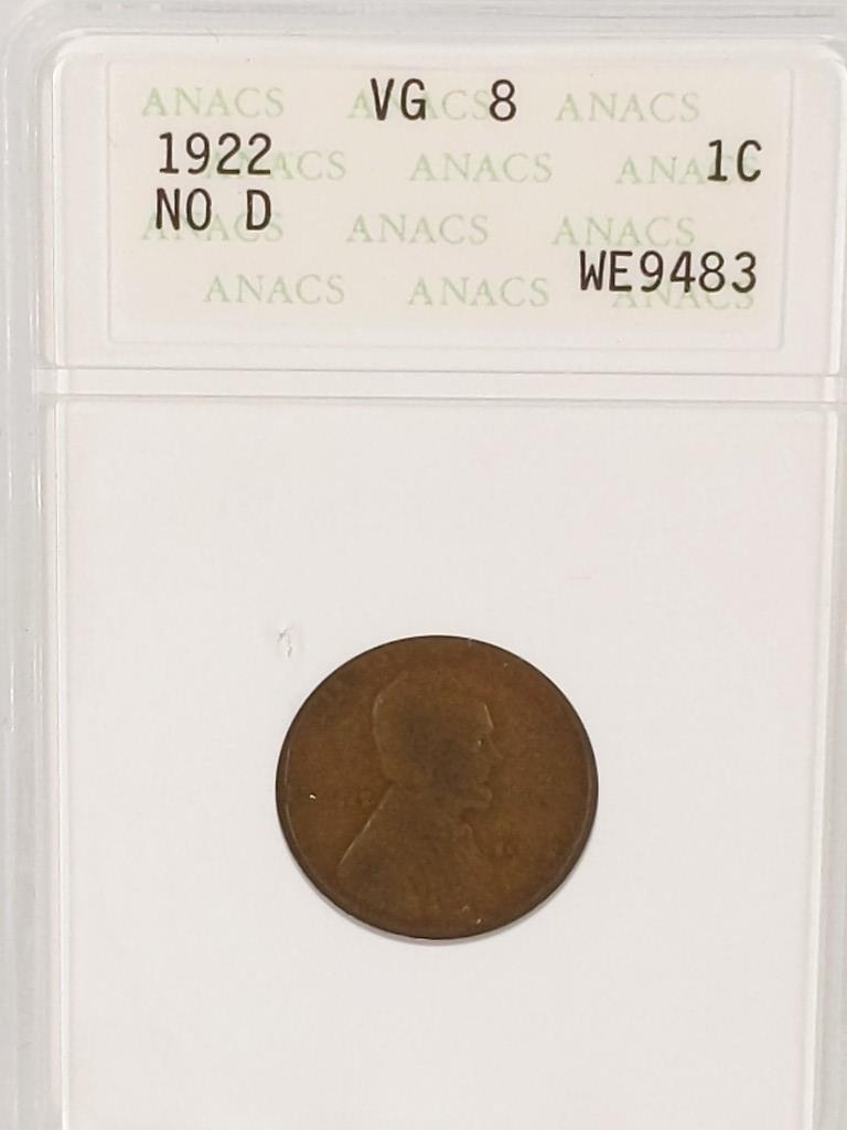 1922-D "No D" Lincoln Wheat Ear Cent Coin (1 of 6)