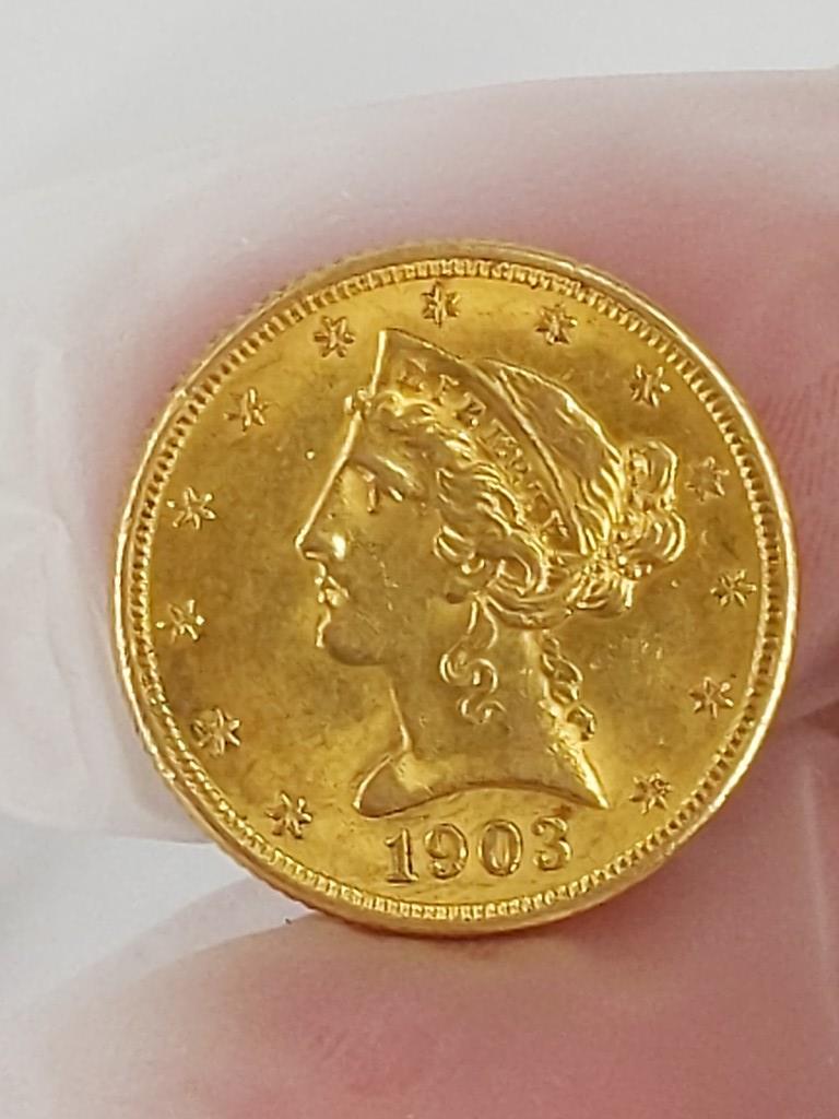 1903 U.S. Gold Half Eagle Coin (1 of 7)