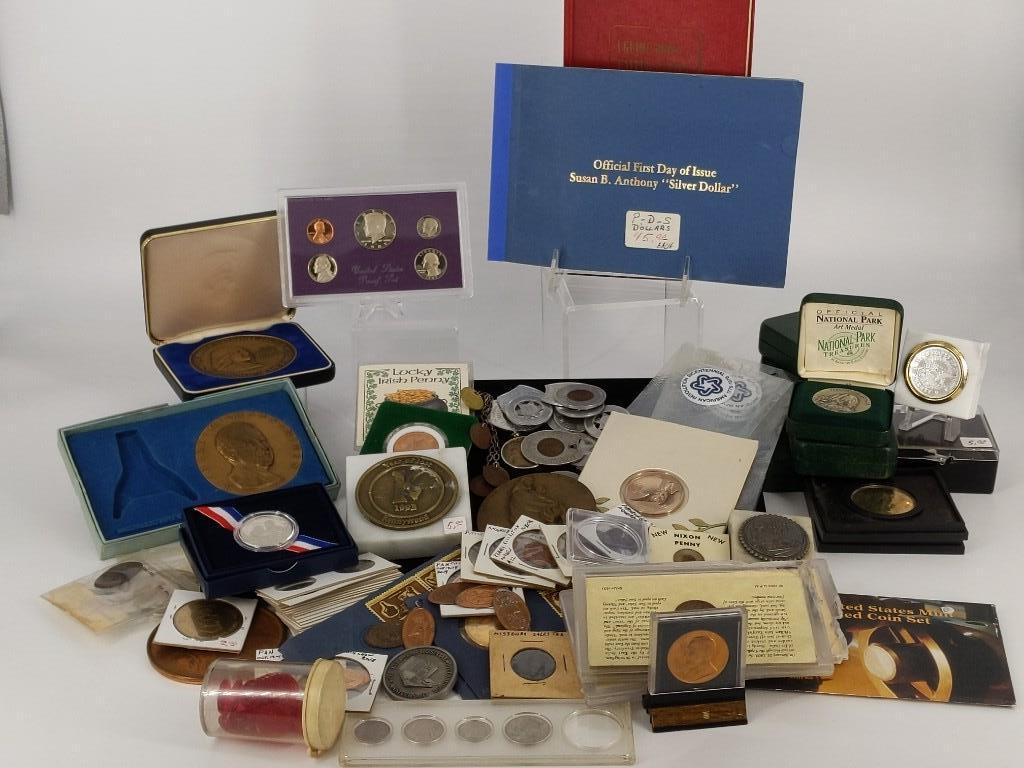 Lot of Assorted US Coins, Medals, Numismatic Items, and (1 of 8)