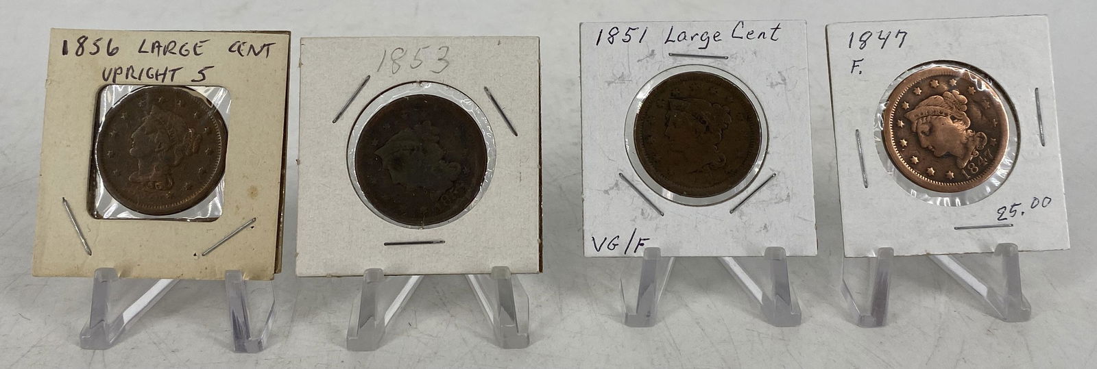 Four Braided Hair Liberty Large Cent Coins (1 of 9)