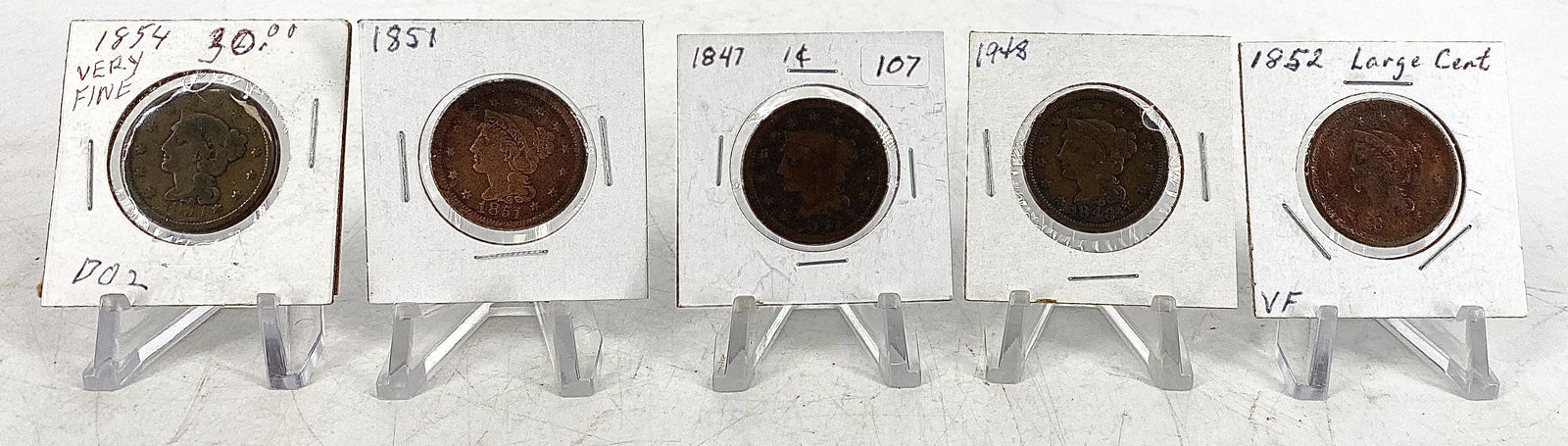 Five Braided Hair Liberty Large Cent Coins (1 of 13)