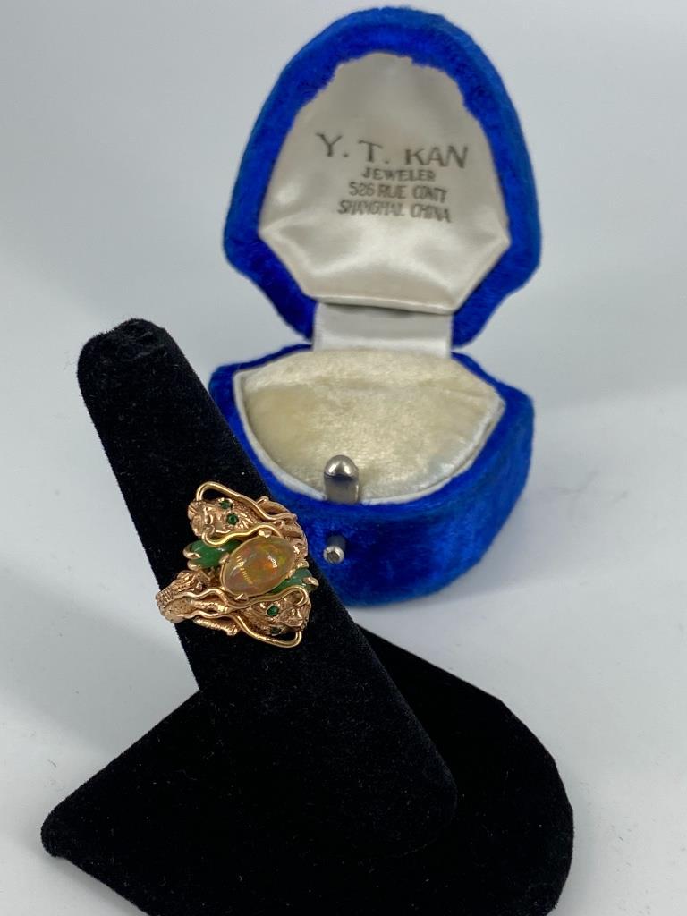 Gold and Gemstone Ring with Dragon Motif (1 of 9)