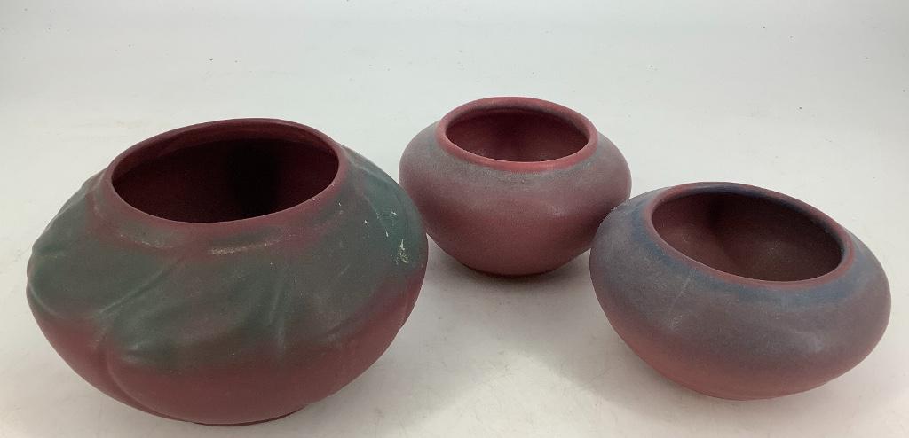 3 Van Briggle Pottery vases, 3.5” x 4”, 3” x 3” , 3.5” (1 of 2)