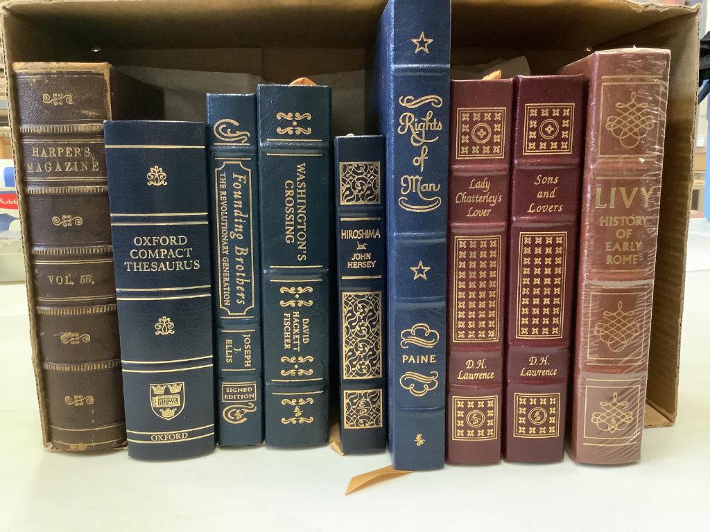 Lot of 9 assorted leather bound books including “Rights (1 of 1)